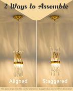 Ken & Ricky Pendant Lights Kitchen Island Gold 3 Pack,Crystal Pendant Lighting Over Island,Modern Pendant Light Fixtures for Dining Room Bedroom Bathroom Livingroom