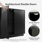 win2win Fluted Sideboard Buffet Cabinet with Storage, 31.5" Modern Accent Cabinet with Double-Layered Arch Doors, Small Wood Console Credenza for Living Room,Dining Room,Entryway,Hallway,Black,1PCS