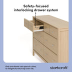 Storkcraft Horizon 6 Drawer Dresser, Driftwood | GREENGUARD Gold Certified, Wood Dresser for Nursery & Kids Bedroom, Nursery Storage with Interlocking Drawer System