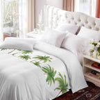 Green Palm Trees Bed Runner Scarf Cal King Size, Summer Botanical Tree Tropical Luxury Bed Throw Runners & Scarves for Twin Full Queen King Foot of Beds, Hotel Decoration, 102"x20"