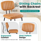 OLIXIS Dining Chairs Set of 6, Modern Upholstered Mid Century Kitchen Chairs with Faux Leather Cushion Seat, Backrest & Metal Legs for Living Room, Bedroom, Home Office, Brown