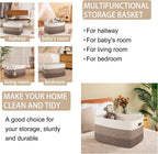 OIAHOMY Large Blanket Basket For Living Room, Rectangle Woven Baskets for Storage, Nursery Toy Storage With Handle-22”x17”x12”-Gradient Dark Brown