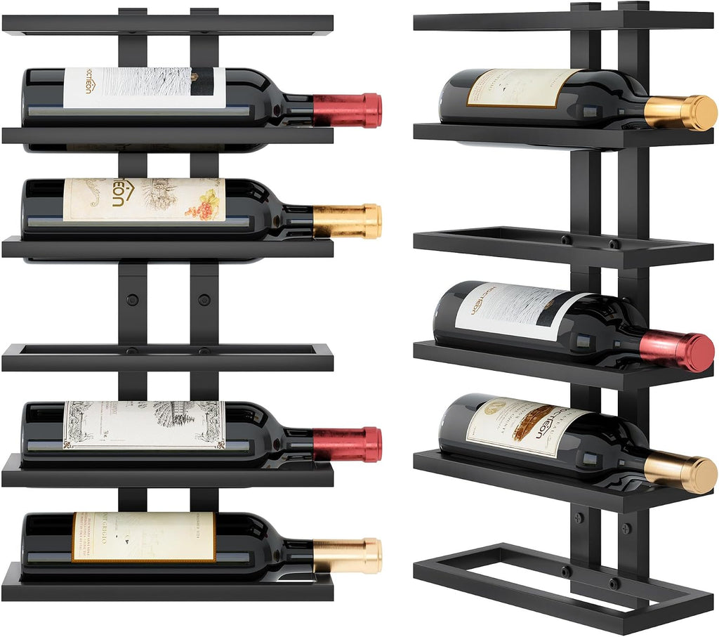 Hoctieon 6 Tier Wall Mount Wine Rack, Wall Racks for Wine Bottles Display and Storage, Hanging Bottle Organizer for Living Room, Dining Room, Wine Cellar, Bar, Black