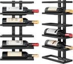 Hoctieon 6 Tier Wall Mount Wine Rack, Wall Racks for Wine Bottles Display and Storage, Hanging Bottle Organizer for Living Room, Dining Room, Wine Cellar, Bar, Black