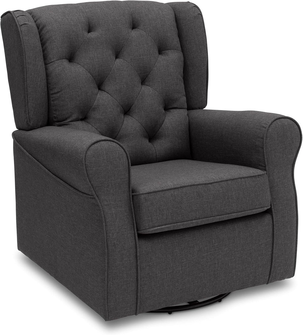 Delta Children Emma Nursery Glider Swivel Rocker Chair- Greenguard Gold Certified, Charcoal