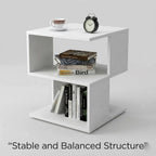 Small White Nightstand with Shelf, Modern Bedside Table, MDF Wood End Table for Bedroom Living Room, Compact Side Table, Easy Assembly