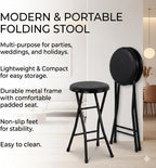 Folding Stool,Back 24-Inch Stool,Portable Stool,with 200lb Capacity for Kitchen or Rec Room - Portable Indoor Counter Bar Stools