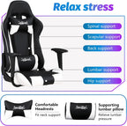 PayLessHere Gaming Chair Desk Chair Ergonomic High Back Computer Chair with Adjustable Lumbar Support, Armrests, and Racing-Inspired Design for Office and Home Use (White)