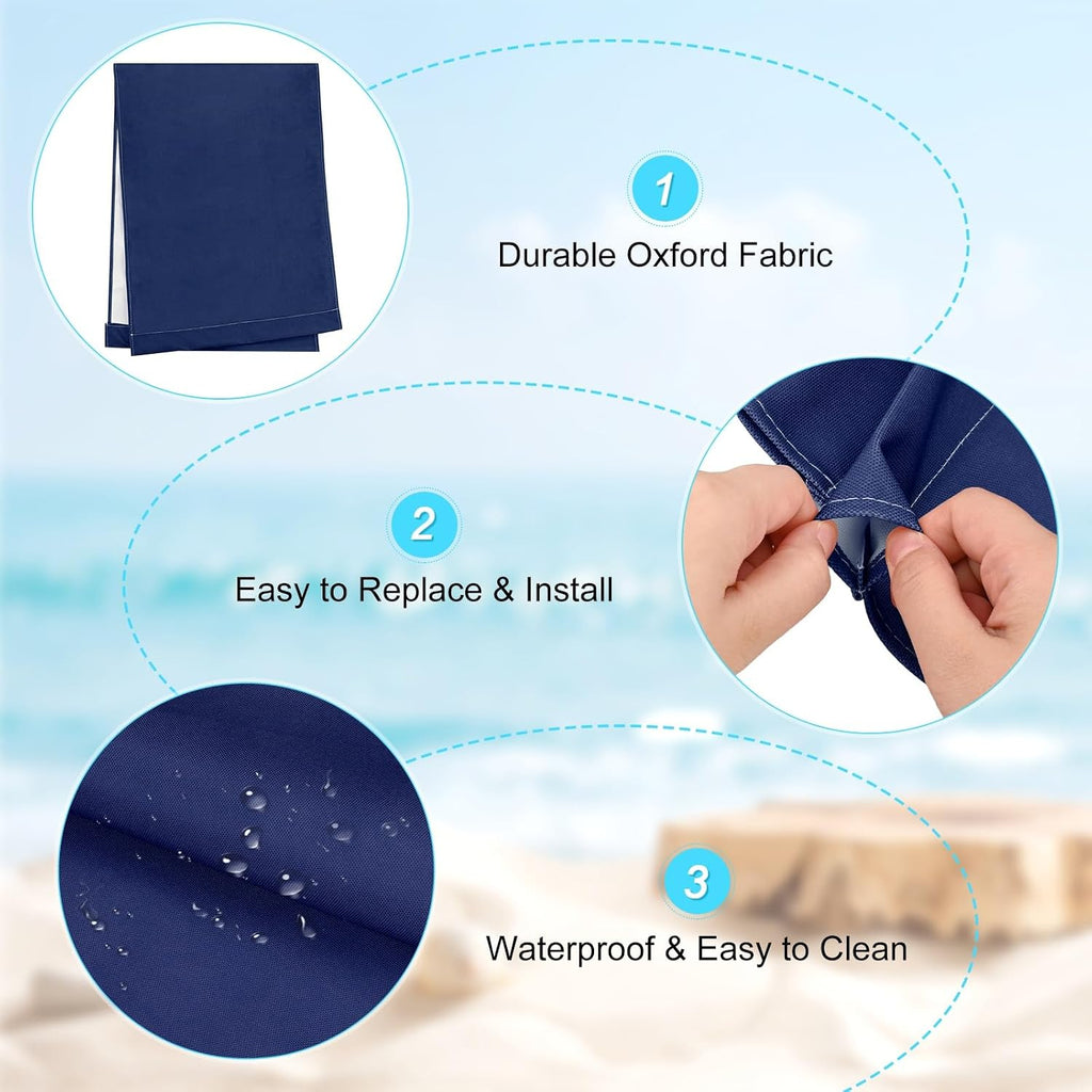 M METERXITY Beach Sling Chair Replacement Canvas, 16x44.5 Inch Folding Lounge Chair Fabric for Beach/Sunbathing/Courtyard/Garden, Outdoor Furniture Cloth [Dark Blue, Only Replacement]