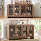 59" Sideboard Buffet Cabinet with Storage, Sideboard Cabinet with Adjustable Shelves & 4 Glass Doors,Coffee Bar Console Table for Kitchen, Living Room, Entryway (Dark Burl)