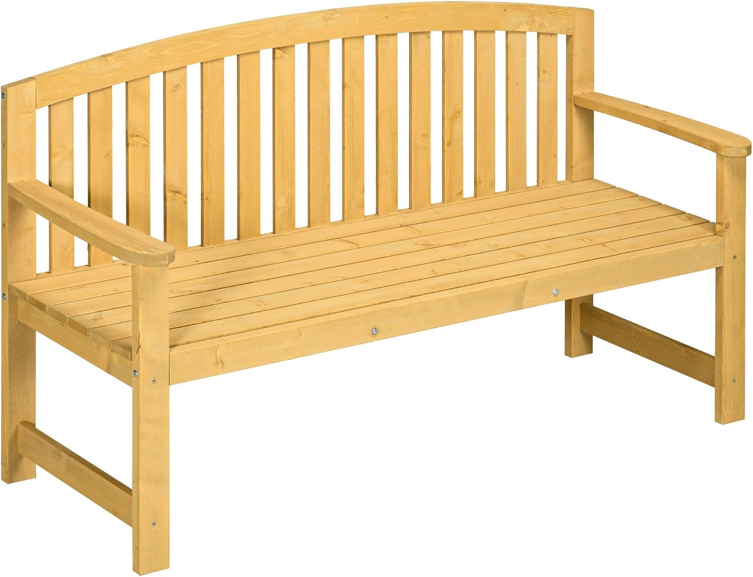 Two-Seater Wooden Patio Bench with Slatted Seat and Backrest