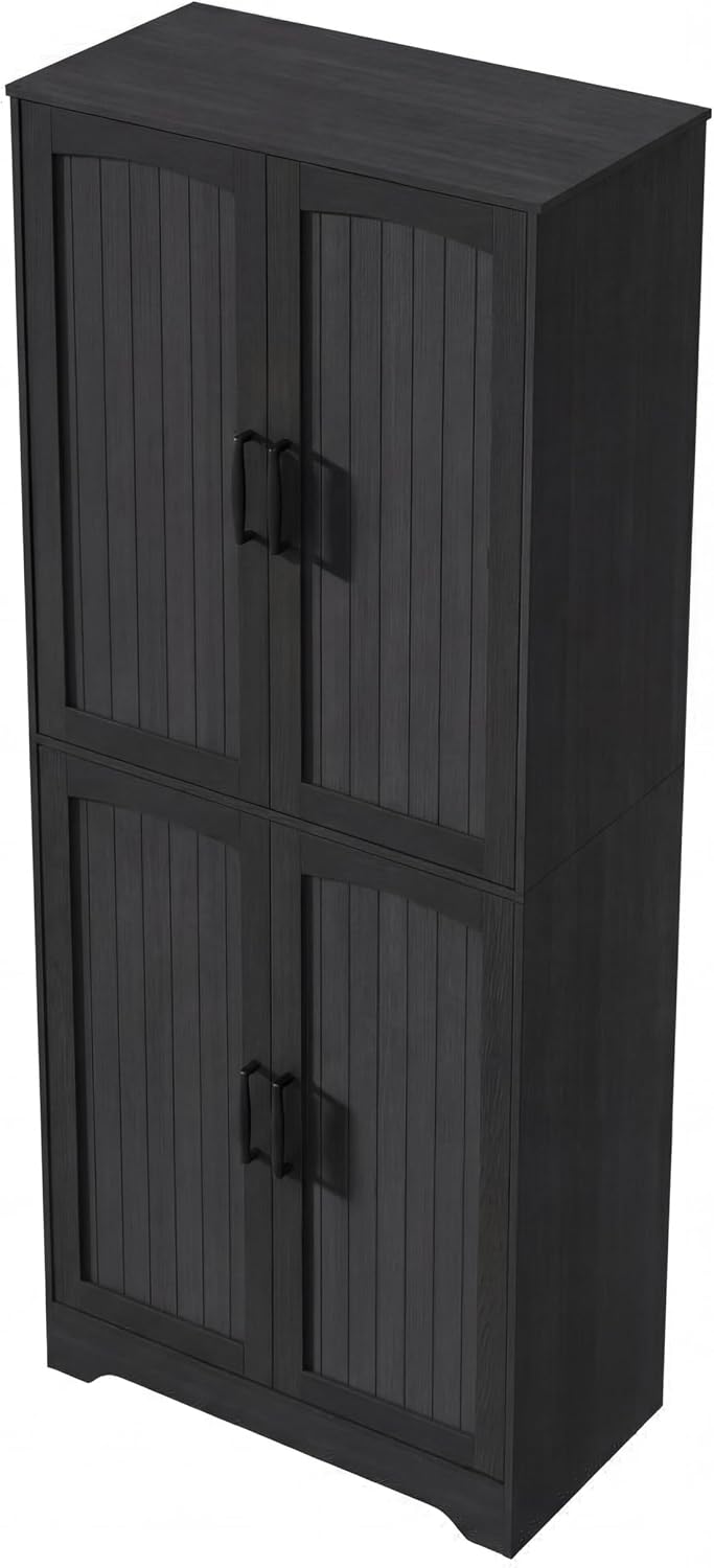 Takywep 71" Tall Storage Cabinet, Wood Pantry with Doors and Shelves for Dining Room, Large Kitchen Pantry Storage Cabinet and Food Pantry Cabinet with Adjustable Shelves, Black