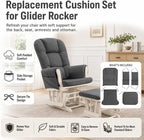 Glider Rocker Replacement Cushions, 5 Piece Rocking Chair Cushion Set with Ottoman Cushion, Soft Padded Nursery Glider Chair Pads with Side Storage Pocket,Pink