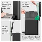 Cesun Bathroom Trash Can with Lid, 2.6 Gallon Small Black Bathroom Garbage Can Soft Close, Stainless Steel Waste Basket with Step Pedal for Bedroom, Laundry Room, Living Room, Home Office, Toilet, RV