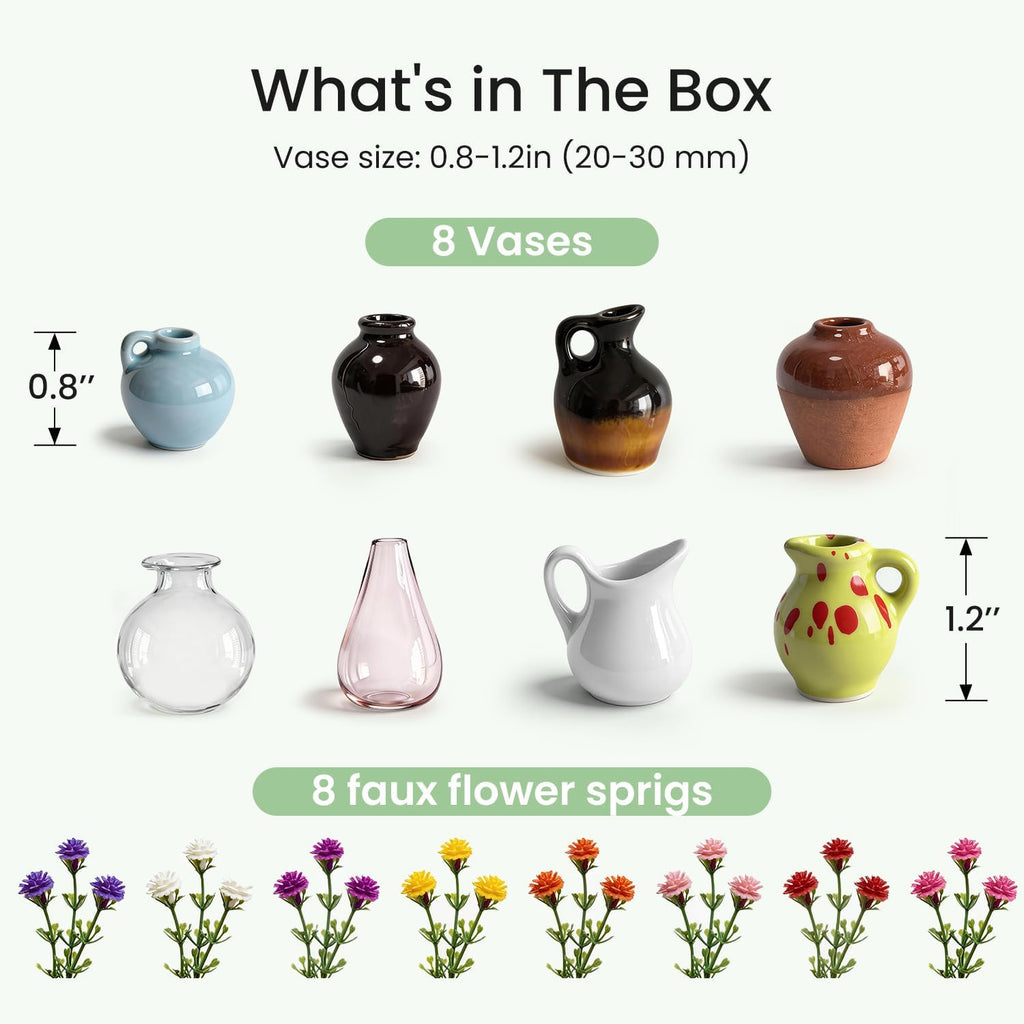Cute Mini Ceramic Vase Magnets for Fridge, Funny Small Plant Magnets, Tiny 3D Plant Vase for Refrigerator Decoration Kitchen Locker Kitchen Office (8 Pack)