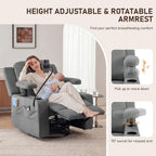Furnimart Power Rocking Chair Nursery with Adjustable Armrests, Triple Motor Glider Recliner Swivel Nursing Chair for Breastfeeding with Phone Holder, Side Storage, Soft Waterproof Fabric, Dark Grey