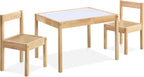 3 Pcs Dry Erase Table Two Chair Set, Natural