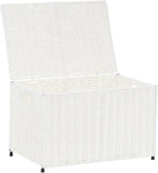 Household Essentials Arctic White Woven Paper Rope Chest with Iron Accents