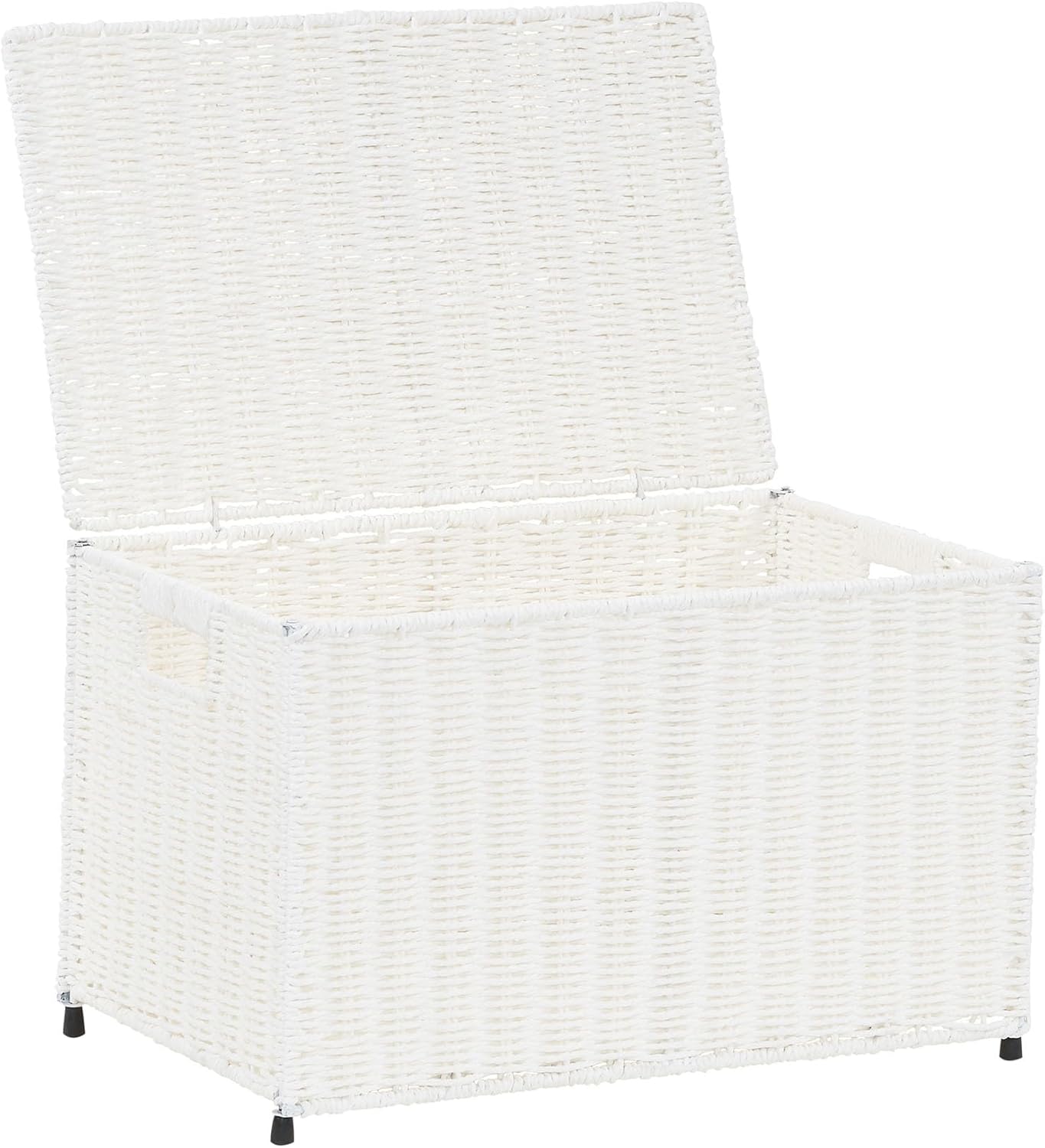 Household Essentials Arctic White Woven Paper Rope Chest with Iron Accents
