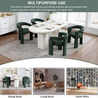 KIVENJAJA Barrel Dining Room Chairs Set of 6, Green Modern Boucle Kitchen Chairs with Round Back & Arm, Comfy Sherpa Upholstered Accent Armchair for Living Room Recption Office Vanity