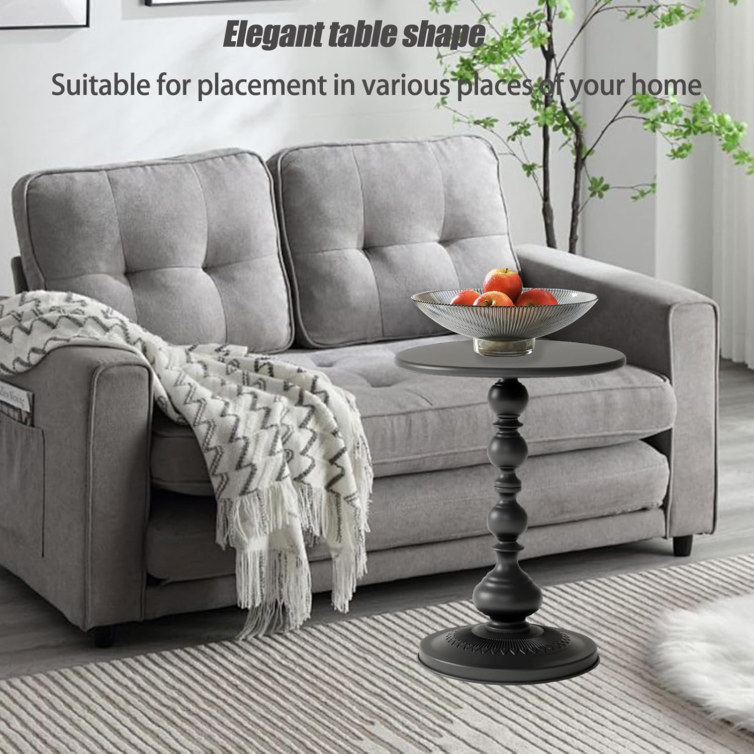 Pedestal Metal Round Side Table, Sofa Table, Small TV Tray Table for The Sofa in The Living Room and Bedroom, Bed, Chair, Mini Coffee Table, Headboard Table, 20.47 (H) *13.77 (W)