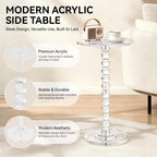 Acrylic Side Table, Clear Round End Table, Pedestal Side Tables 11.8" X 21.7", Modern Nightstand for Living Room Bedroom Balcony Decor, Easy Assembly for Small Spaces Transparent