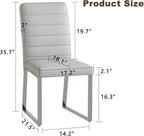 Modern Dining Chairs Set of 6, Grey Faux Leather Kitchen Chairs, Upholstered Armless Dining Room Chair with Silver Metal Legs Heavy Duty, Comfortable (Grey Chiars, Set of 6)