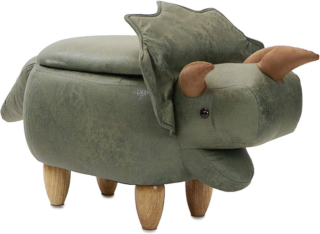 Animal Kids Ottoman, Children Footrest Stool, Cartoon Pouffe Step Stool, for Nursery, Bedroom, Playroom & Living Room-Décor Ottoman,Green