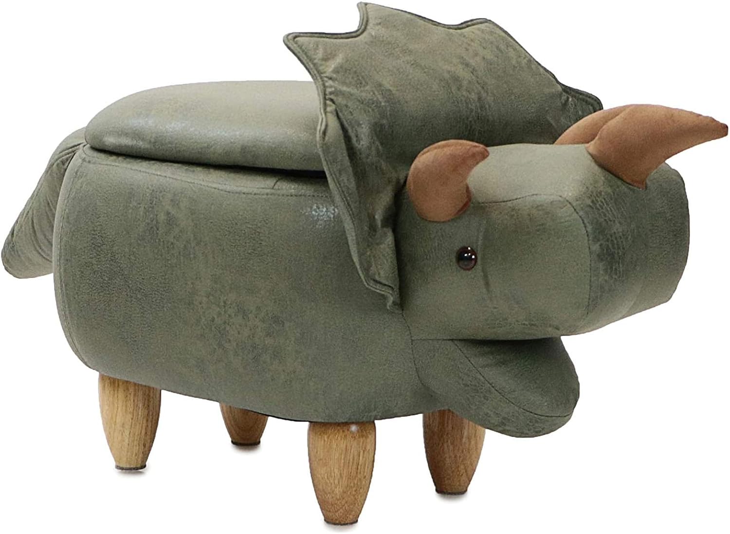 Animal Kids Ottoman, Children Footrest Stool, Cartoon Pouffe Step Stool, for Nursery, Bedroom, Playroom & Living Room-Décor Ottoman,Green