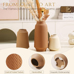 Joeabor Ceramic Vase Set of 3 - Handcrafted Ceramic Vases for Home Decor & Shelf - Modern Farmhouse Decor for Kitchen, Office, Bedroom & Living Room Decorative Objects for Mantel, Table Centerpieces
