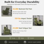 Chenille Power Swivel Glider Recliner Chair for Nursery, Detachable Storage Bag, Green