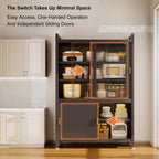 Kitchen Pantry Cabinet with Adjustable Shelves and Doors, Tall Storage Cabinet, Freestanding Kitchen Cupboard, for Bedroom, Dining Room, Office(Gray,187x80cm/73.6x31.5in)