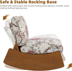 Mid-Century Modern Chenille Rocking Chair, Pattern White | Soft chenille upholstery | Sturdy solid wood base | Set of 1 | For nursery, living room, & bedroom