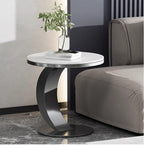 Modern C-Shaped Side Table, Sintered Stone Top & Sturdy Metal Frame, Minimalist Accent Table for Living Room Bedroom Sofa(A,40 * 55CM)