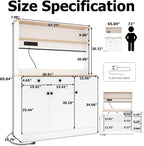 Kitchen Pantry Cabinet,Kitchen Hutch Cabinet with Power Outlets,Doors and Adjustable Shelves,Freestanding Food Pantry with Large Storage Drawer for Dining Room, Living Room