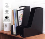 LALOBLUE 4 Pack Black Vertical Magazine File Holder Desk Organizer Bins | Plastic, Holds Magazines, Binders, Notebooks, Envelopes, 4 Pack Black Vertical Magazine File Holder Desk Organizer Bins