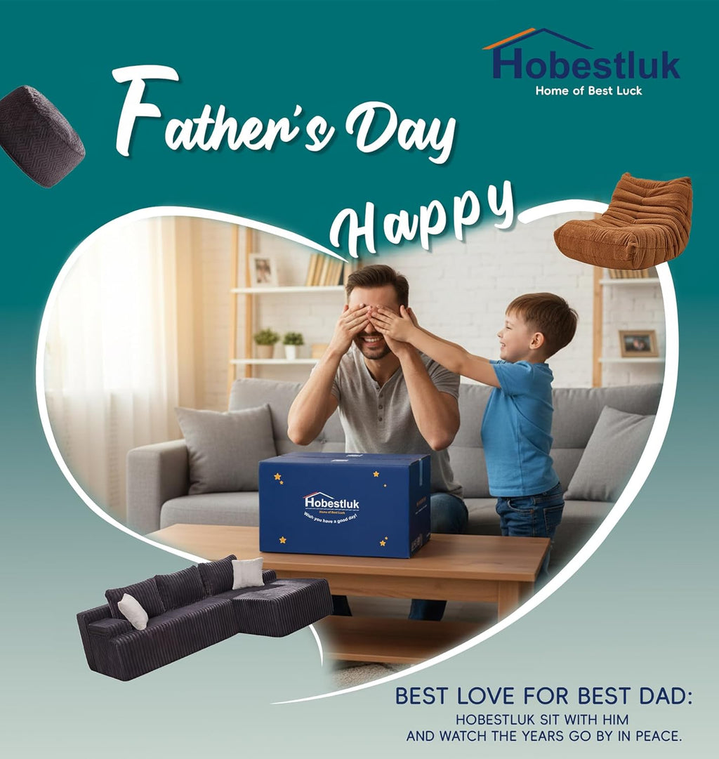 Hobestluk Giant Bean Bag Chair Lazy Floor Sofa, Memory Foam Fireside Sofa for Adults, Big Beanbag Faux Leather Armless Chair for Living Room Bedroom Dorm Office (Brown, Single)