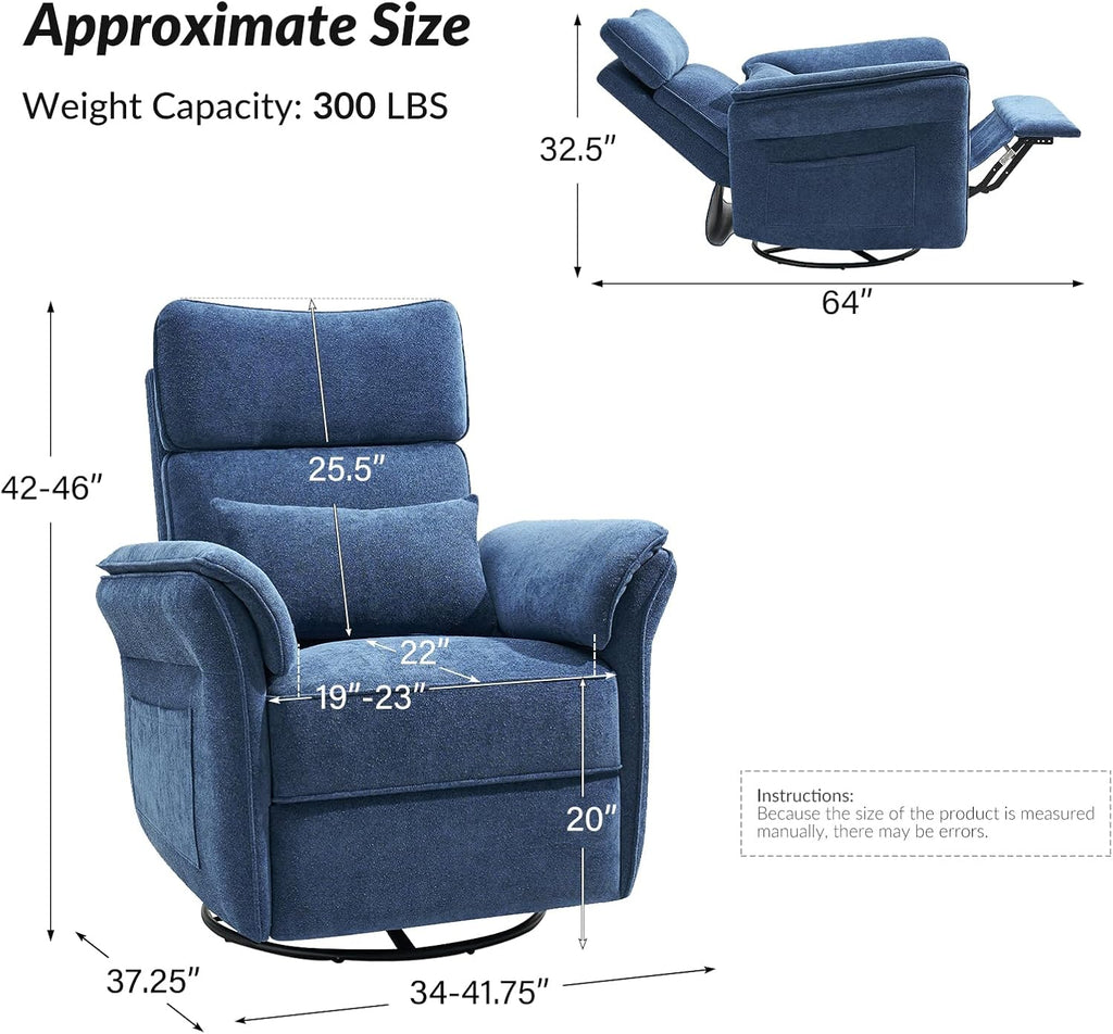 Modern Power Swivel Rocker Recliner Chair with USB Port and Storage Bags, Nursery Glider Recliner with Adjustable Headrest and Armrests, , GREENGARD, FSC, CertiPUR-US® Certified, White
