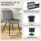 Velvet Dining Chairs Set of 2, Modern Upholstered Kitchen and Dining Room Chair with Ergonomic Back, Mid Century Armless Accent Side Chair with Metal Legs for Vanity Living Room Reception, Grey