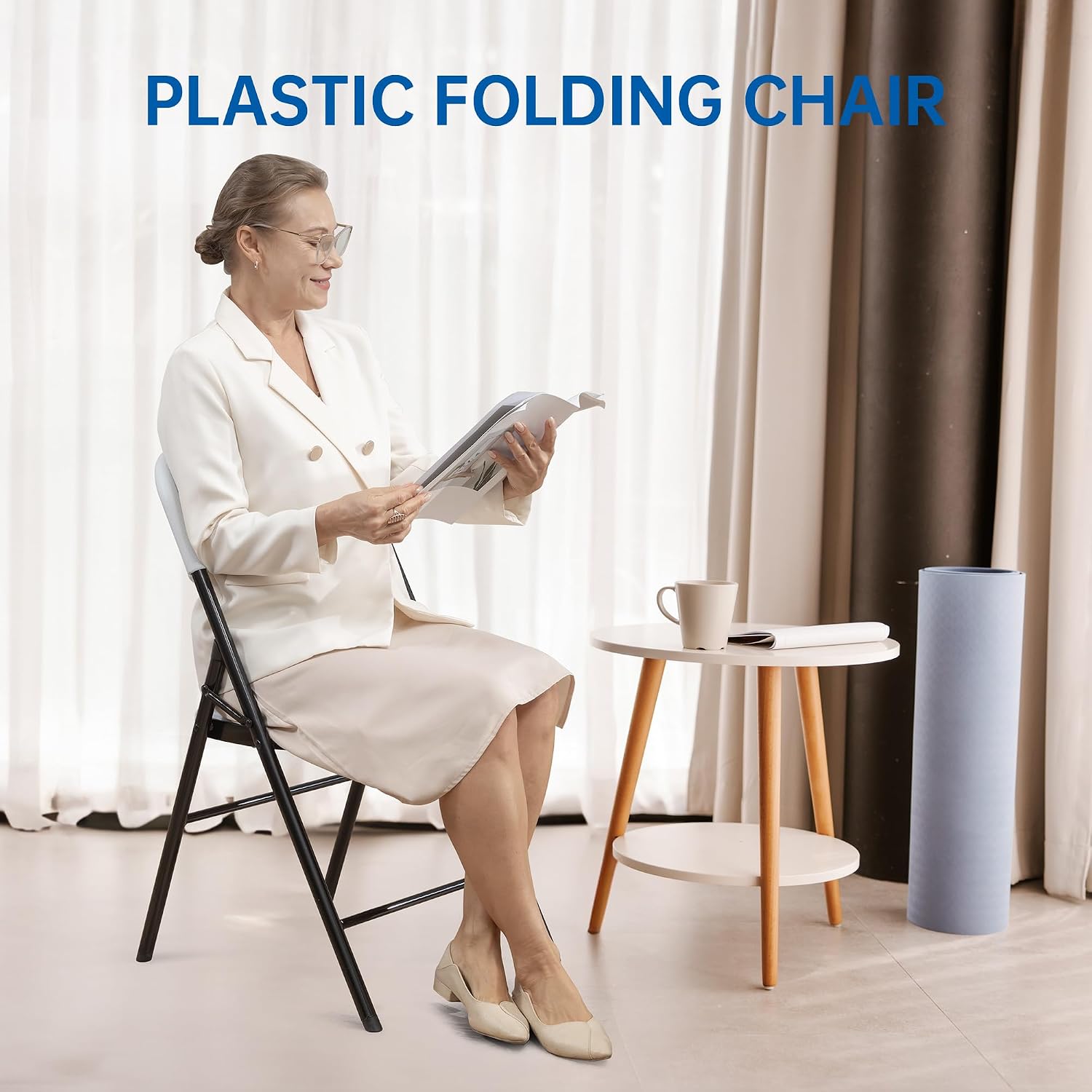 80 Pack Thicker 800 LBS White Folding Chairs, Commercial Grade Folding Chair, Foldable Chairs for Events