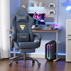 Gaming Chair Racing for Adult, Office Chair with Footrest Massage Lumbar Cushion, Velvet Fabric Reclining Video Game Chairs, Ergonomic Computer Chairs Height Adjustable, for Home Streaming, Grey