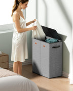 150L Dual-Compartment Laundry Hamper with Lid & Removable Inner Bag – Large 2-Section Clothes Hamper for Home, Dorm & Laundry Room