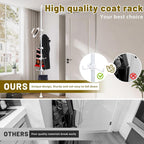 Coat Rack Freestanding,Adjustable 56-125 inch Tension Rod Tree 12 Hooks Hanger Stand for Coat Hat Bedroom Livingroom Kitchen Bathroom Apartment Entryway Hall Office white