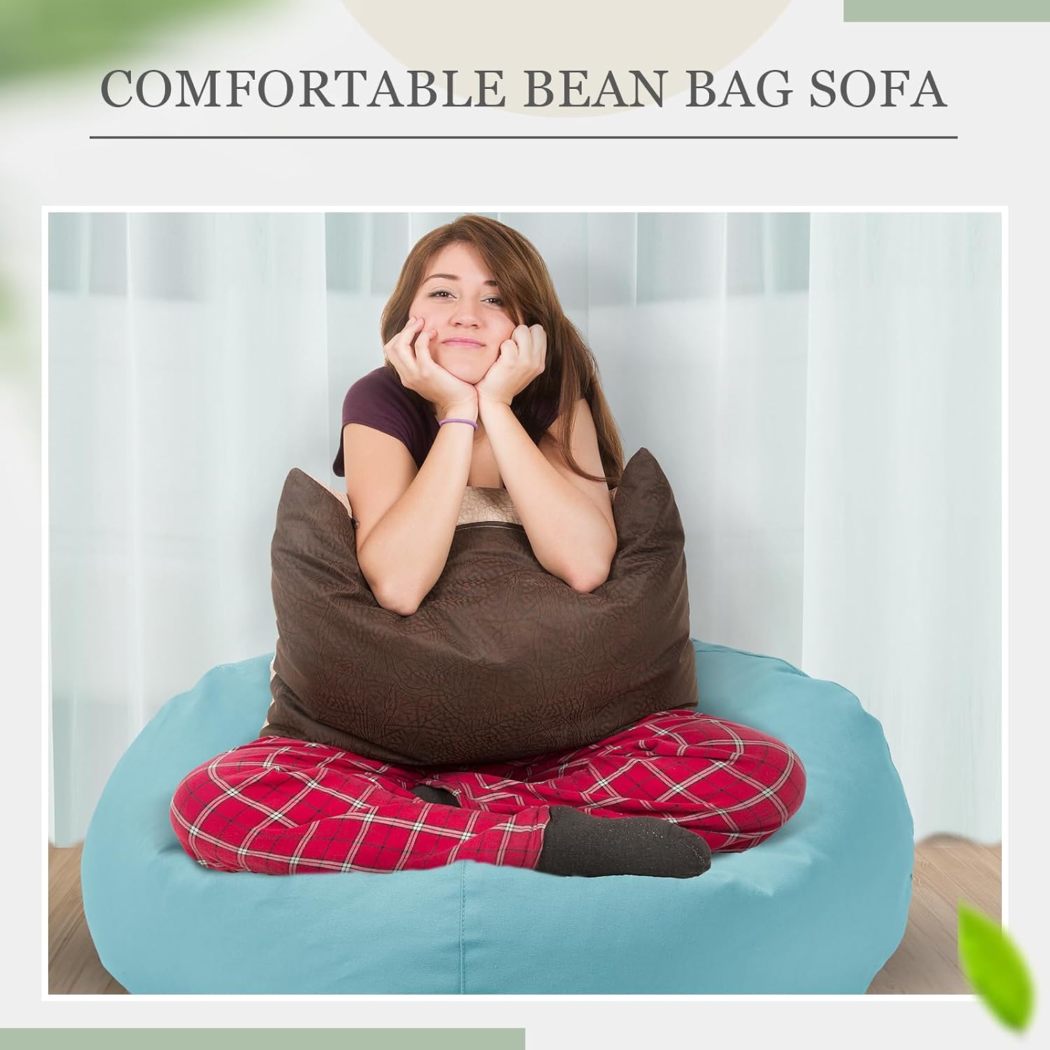 Sliner 2 Pcs Stuffed Storage Bean Bag Chair Cover for Kids Adults (no Filler) Stuffable Zipper Beanbag Cover for Organizing Plush Toys or Memory Foam(31.5 * 31.5 * 15inch,Cotton,Green and Purple)