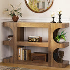 Tohomeor Console Tables for Entryway 47.24-Inch, Wooden Sofa Table Behind The Couch, Farmhouse Wooden Entry Foyer Tables for Entrance Hallway Living Room Home, Arched,Retro Brown