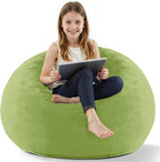 HABUTWAY 2FT Bean Bag Chair, 2' Beanbags Small Bean Bag Chairs with Filling, Teardrop Bean Bag Chair Luxurious Velvet Ultra Soft Fur with Removable Cover (Lime)