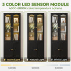 Cyclysio 80" Tall Pantry Cabinet with Arched Glass Doors and Lower Storage Cabinet, 2 Set Black Kitchen Pantry Storage Cabinet with Interior Motion Sensor Light, Adjustable Shelf, Baseboard Cutout