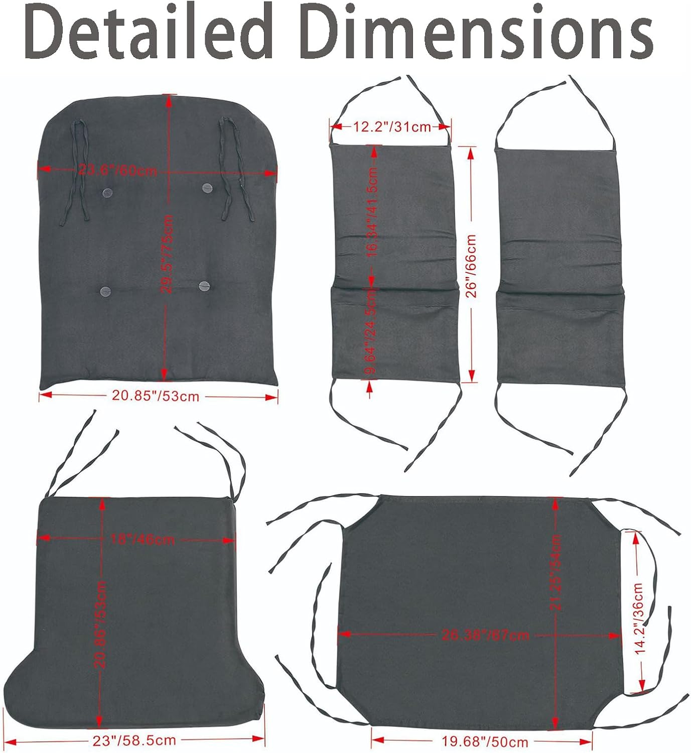 5pcs Glider Rocker Cushions Set, Washable Non Slip with Ottoman Cushion Storage Pocket, Glider Rocking Chair Cushions Set for Nursery Napping
