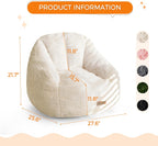 MAXYOYO Kids Bean Bag Chair, Comfy Bean Bag Sofa with Back Support, Faux Fur Cute Chair for Boys and Girls, Stuffed Floor Sofa for Nursery, Bedroom, Beige