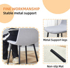 Modern Dining Chairs Set of 6, Linen-Cotton Upholstered Kitchen Chairs with Rounded Backrest, Ergonomic Integrated Seat with Adjustable Feet & Metal Legs for Dining Room, Office, Light Grey